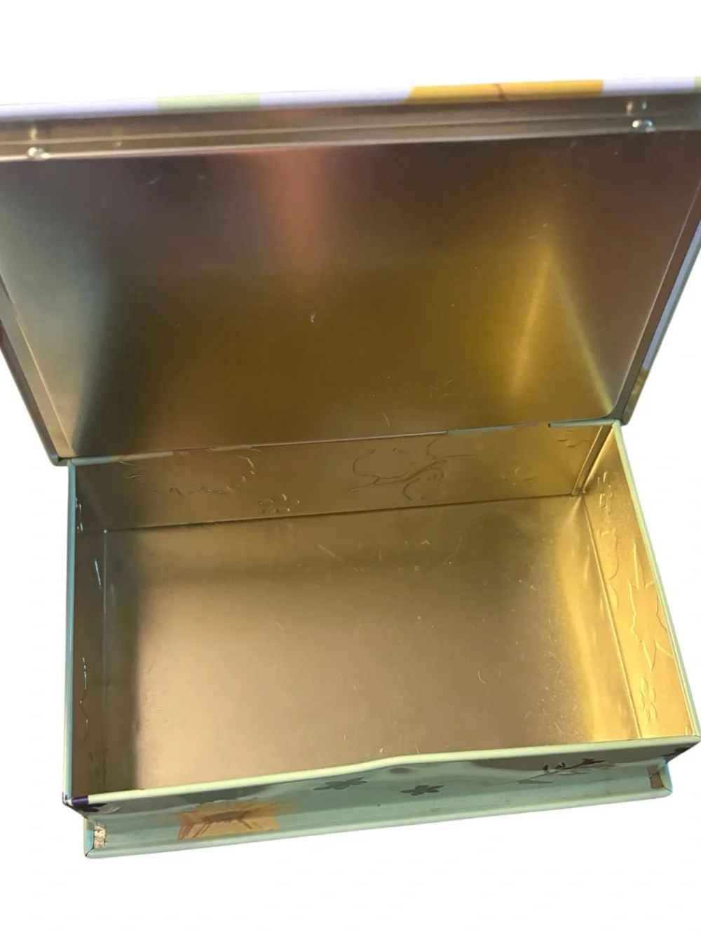 Floral Tin Storage Box - Yellow & Green